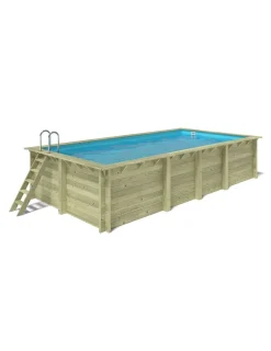 Altanka Piscines Et Spas | - Piscine en bois aqua 7x3,75 - h.1,45 m cadre en métal, sans dalle béton - bas7308ospu -