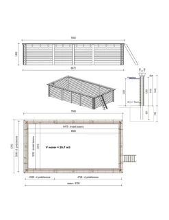 Altanka Piscines Et Spas | - Piscine en bois aqua 7x3,75 - h.1,45 m cadre en métal, sans dalle béton - bas7308ospu -