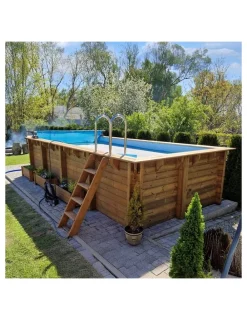 Altanka Piscines Et Spas | - Piscine en bois aqua 7x3,75 - h.1,45 m cadre en métal, sans dalle béton - bas7308ospu -