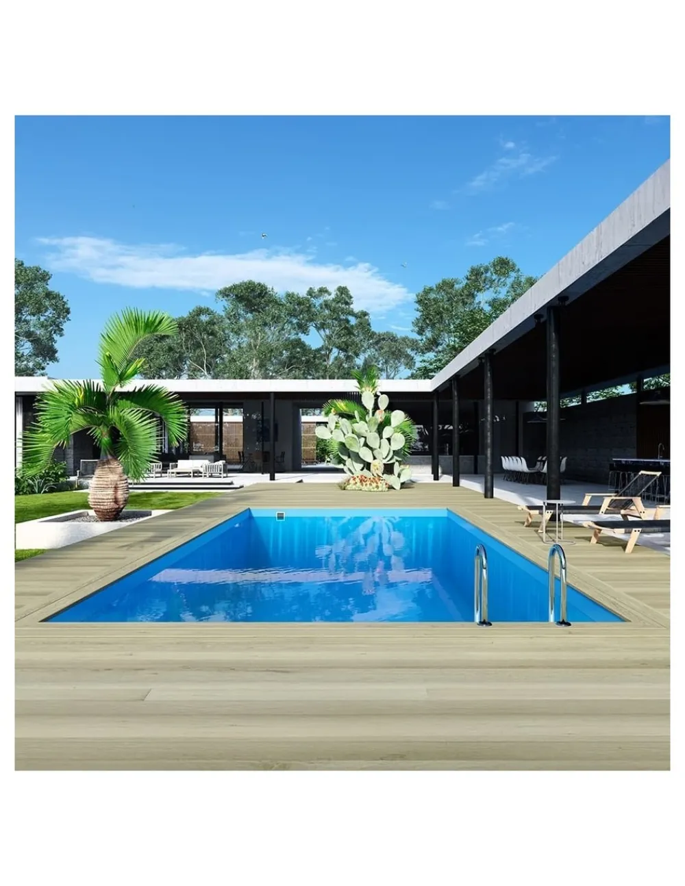 Altanka Piscines Et Spas | - Piscine en bois aqua 8,5x4,35 - h.1,45 m cadre en métal, sans dalle béton - bas7309ospu+sza -
