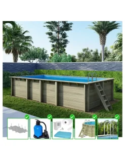 Altanka Piscines Et Spas | - Piscine en bois aqua 7x3,75 - h.1,45 m fixations à visser - bas7308ospl -