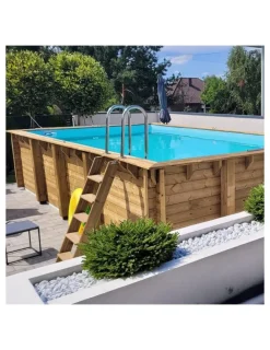Altanka Piscines Et Spas | - Piscine en bois aqua 8,5x4,35 - h.1,45 m fixations à sceller - bas7309ospi+sza -