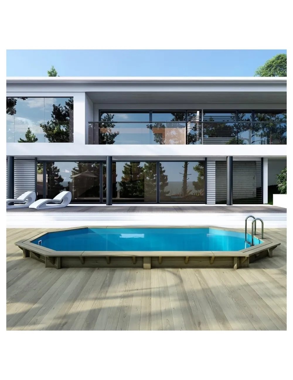 Altanka Piscines Et Spas | - Piscine en bois nemo 5,79x3,49 - h.1,45 m cadre en métal, sans dalle béton - bas7304ospu+sza -