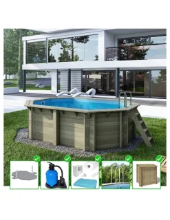 Altanka Piscines Et Spas | - Piscine en bois nemo 4,3x3 - h.1,18 m fixations à visser - bas7302ospl+sza -