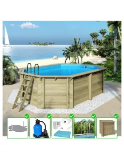 Altanka Piscines Et Spas | - Piscine en bois nemo 5,79x3,49 - h.1,45 m fixations à visser - bas7304ospl+sza -