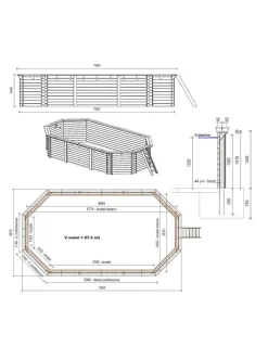 Altanka Piscines Et Spas | - Piscine en bois nemo 7,3x3,97 - h.1,45 m cadre en métal, sans dalle béton - bas7305ospu -