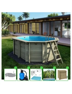 Altanka Piscines Et Spas | - Piscine en bois nemo 4,3x3 - h.1,31 m fixations à visser - bas7303ospl+sza -
