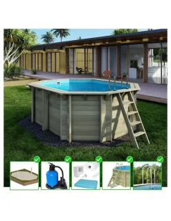 Altanka Piscines Et Spas | - Piscine en bois nemo 4,3x3 - h.1,31 m cadre en métal, sans dalle béton - bas7303ospu -