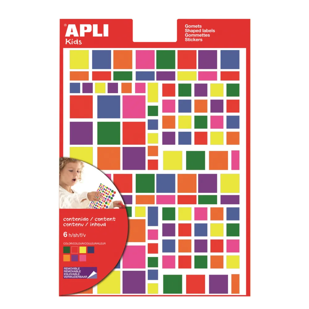 Apli - Gommettes carrées 6 feuilles Discount