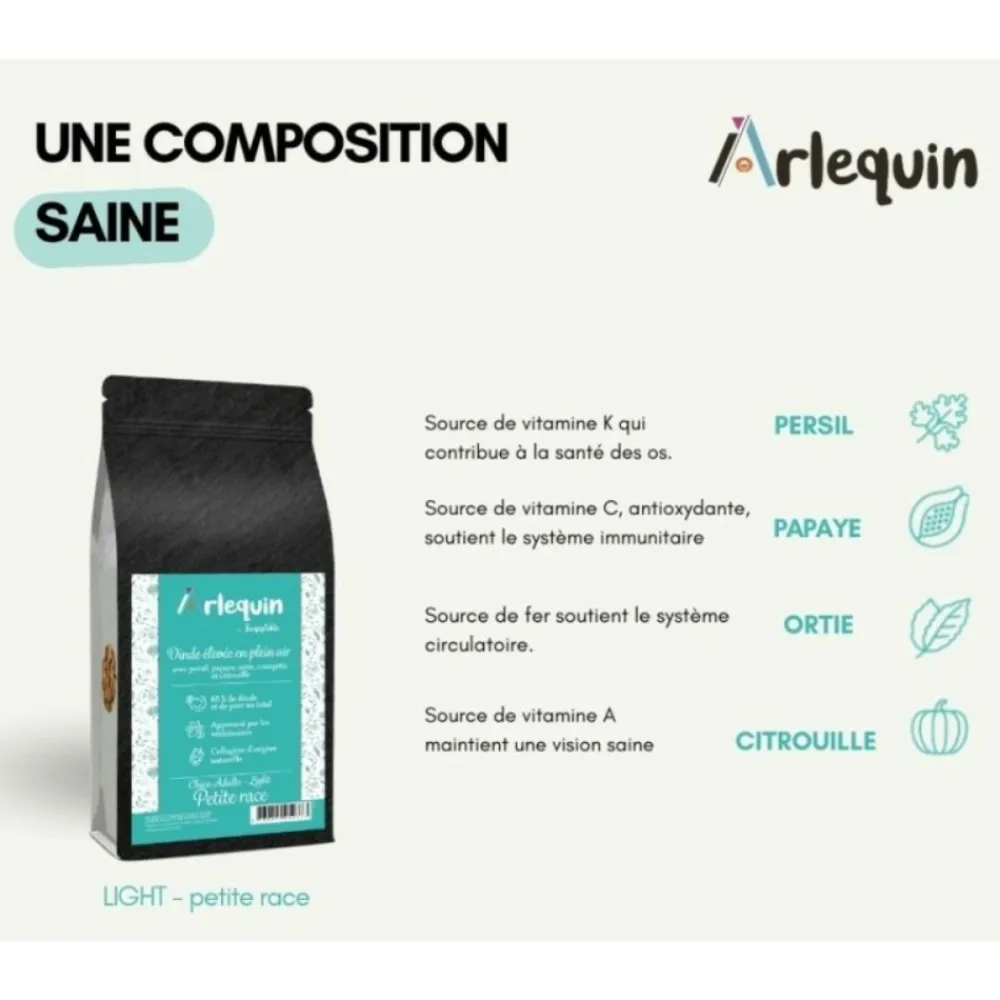 Arlequin Irresistible Alimentation Et Friandises | - Croquette chien petite race superfood sans céréales arlequin irrésistible dinde élevée en plein air 6 kg