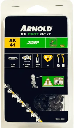Arnold - Chaîne de tronçonneuse 325"/1,6 mm - 62 maillons d’entraineurs Hot