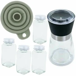 Aromandise Épicerie Gourmande | - Coffret épices avec moulin, entonnoir & 4 flacons