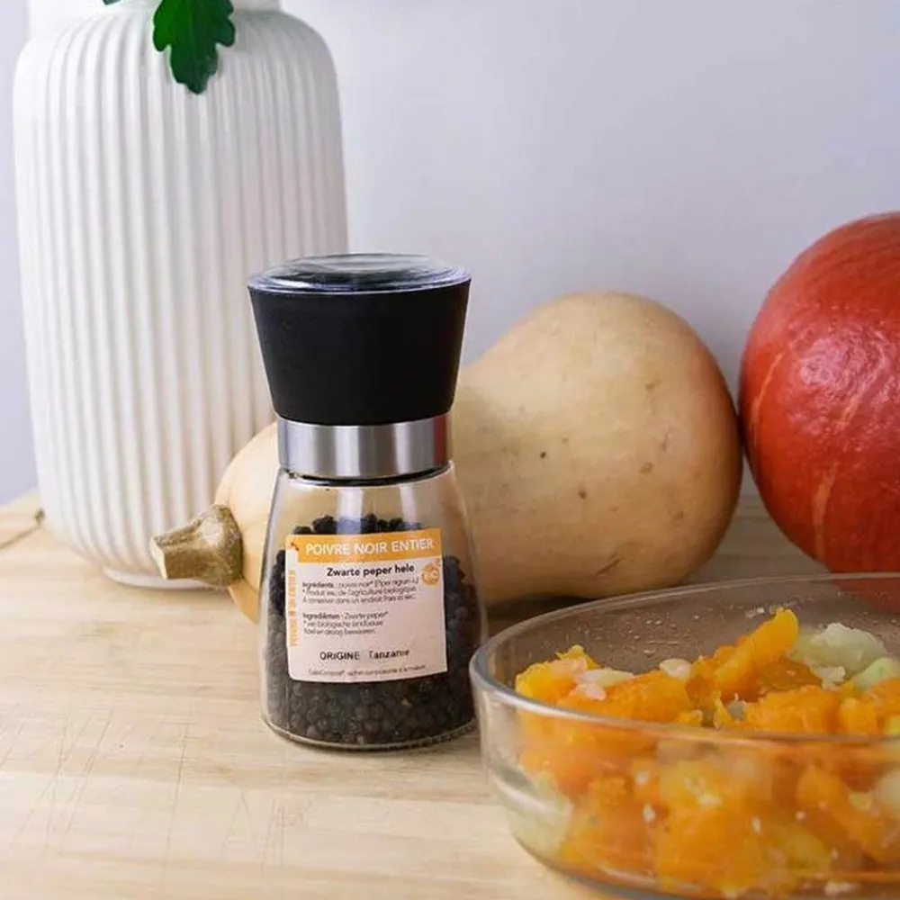 Aromandise Épicerie Gourmande | - Moulin à épices, entonnoir et poivre noir bio
