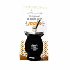 Aromandise Épicerie Gourmande | - Tasse noire et bombilla à maté - 230 ml