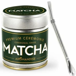 Aromandise Épicerie Gourmande | - Thé matcha de cérémonie premium 30 g + paille inox avec filtre