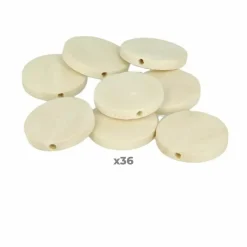 Artemio Bijoux Et Perles | - 36 perles en bois rondes plates 25 mm