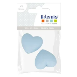 Artemio - 2 perles silicone coeur - 29 x 19 x 12 mm - bleu pastel Online