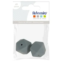 Artemio - 2 perles silicone hexagonales - 17 mm - gris Online