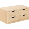 Astigarraga Décoration Créative | - Mini rangement bloc en pin brut avec tiroirs 4 tiroirs