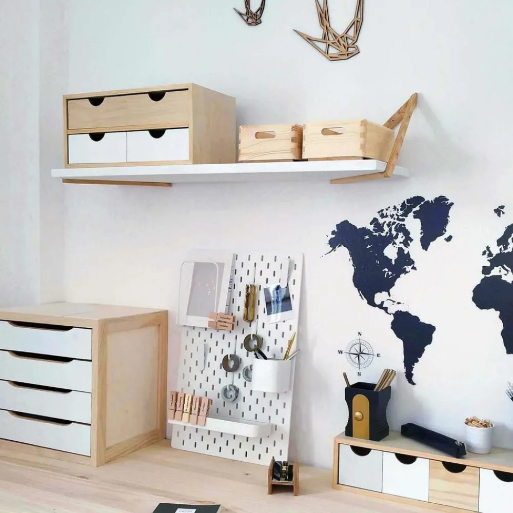 Astigarraga Décoration Créative | - Mini rangement bloc en pin brut avec tiroirs 4 tiroirs