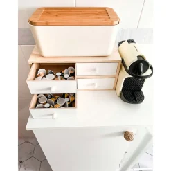 Astigarraga Décoration Créative | - Mini rangement bloc en pin brut avec tiroirs 4 tiroirs