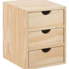 Astigarraga Décoration Créative | - Mini rangement bloc en pin brut avec tiroirs 3 tiroirs