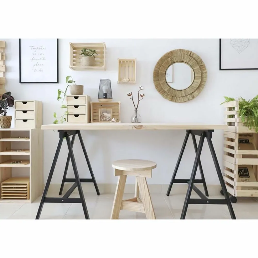 Astigarraga Décoration Créative | - Mini rangement bloc en pin brut avec tiroirs 3 tiroirs