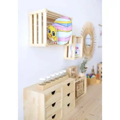 Astigarraga Décoration Créative | - Mini rangement bloc en pin brut avec tiroirs 3 tiroirs