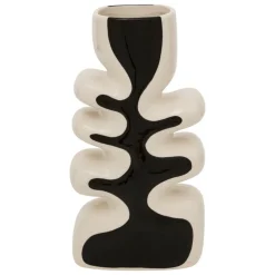 Atmosphera Createur D'interieur - Vase vague "twis" céramique noir & blanc h28cm Outlet