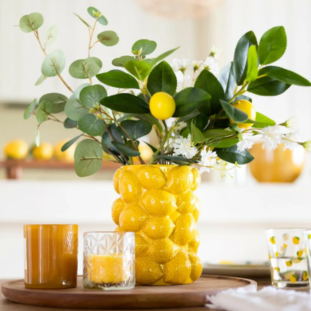 Atmosphera Createur D'interieur - Vase citron "yuca" céramique jaune h18cm Clearance