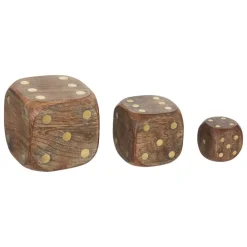 Atmosphera Createur D'interieur Objets De Décoration | - Déco à poser 3 dés "roger" manguier caramel 10x10x10cm