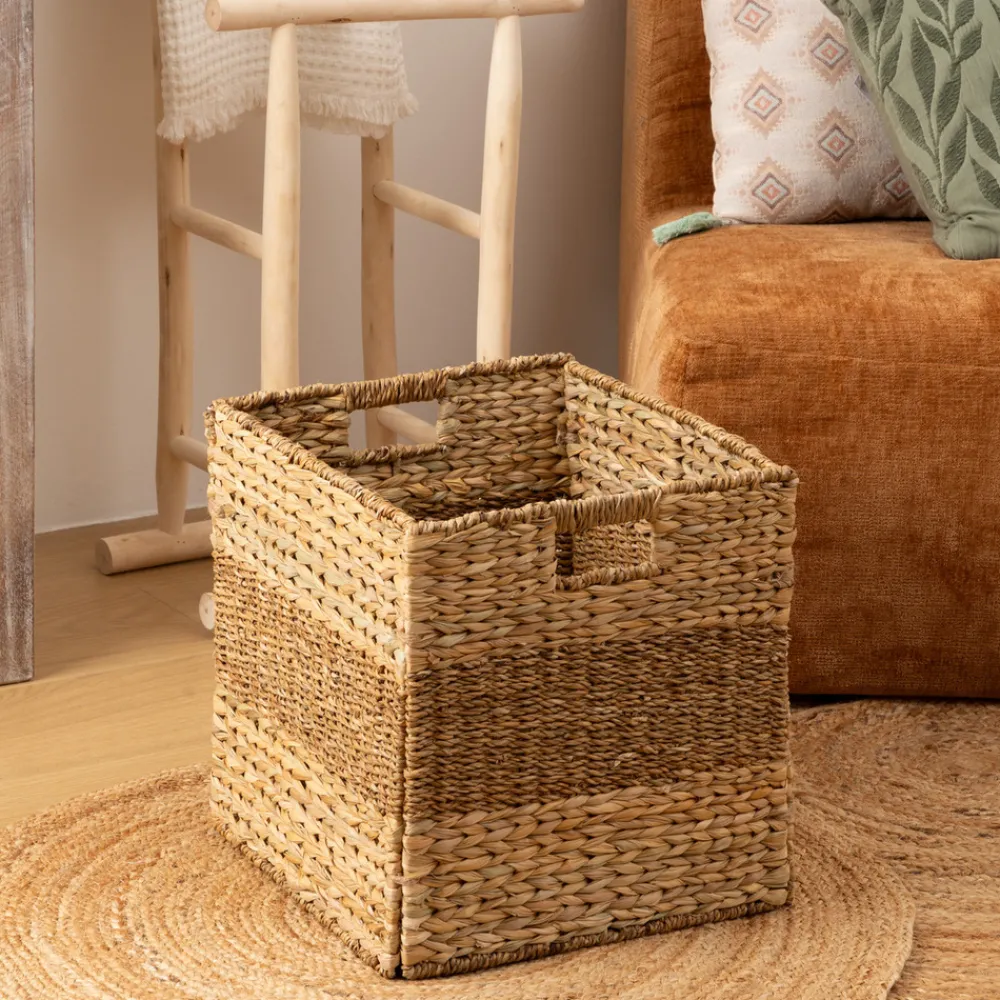 Atmosphera Createur D'interieur - Panier "ninon" roseau beige 38x38cm