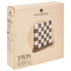 Atmosphera Createur D'interieur - Damier "twis" paulownia marron 27x28cm New