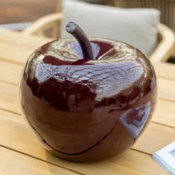 Atmosphera Createur D'interieur Objets De Décoration | - Déco à poser d extérieur pomme "glossy" résine rouge rubis d26cm