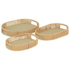 Atmosphera Createur D'interieur Objets De Décoration | - 3 plateaux "ali" beige 39x28x5,7cm