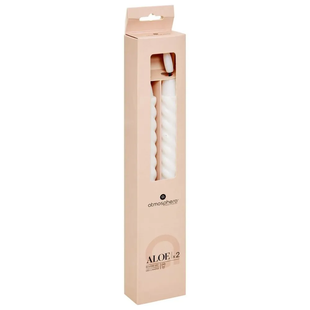 Atmosphera Createur D'interieur - Lot de 2 bougies batons "twist aloe" blanc 115g Best
