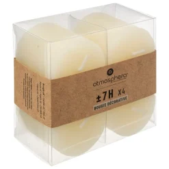 Atmosphera Createur D'interieur - Lot de 4 bougies rustiques 60g blanc ivoire New