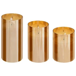 Atmosphera Createur D'interieur - Coffret 3 bougies led sena verre ambre d75cm New