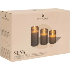 Atmosphera Createur D'interieur - Coffret 3 bougies led sena verre ambre d75cm New