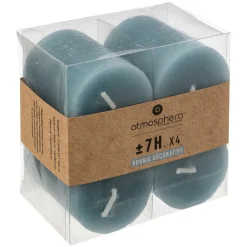 Atmosphera Createur D'interieur - Lot de 4 bougies rustiques 60g bleu orage Discount