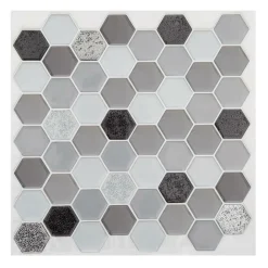 Atmosphera Createur D'interieur - Lot de 2 stickers - carrelage - noir - 26x26 cm Outlet