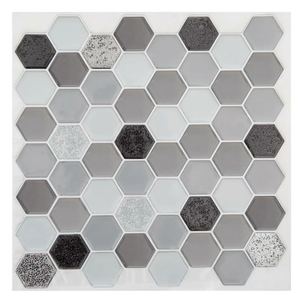 Atmosphera Createur D'interieur - Lot de 2 stickers - carrelage - noir - 26x26 cm Outlet