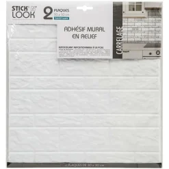 Atmosphera Createur D'interieur - Lot de 2 stickers - carrelage - blanc - 30x30 cm Discount