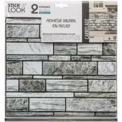 Atmosphera Createur D'interieur - Lot de 2 stickers - carrelage - gris - 30x30 cm Outlet