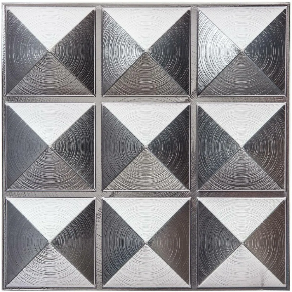 Atmosphera Createur D'interieur - Lot de 6 stickers - carrelage - argent - 30x30 cm Online