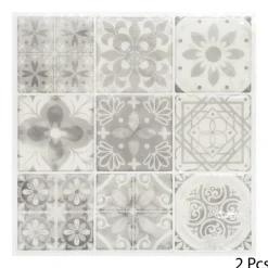 Atmosphera Createur D'interieur Décoration Créative | - Lot de 2 stickers - carrelage - gris - 26x26 cm