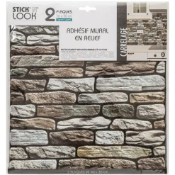 Atmosphera Createur D'interieur Décoration Créative | - Lot de 2 stickers - carrelage - gris taupe - 30x30 cm