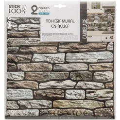 Atmosphera Createur D'interieur Décoration Créative | - Lot de 2 stickers - carrelage - gris taupe - 30x30 cm