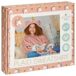 Atmosphera Createur D'interieur Enfants | - Plaid sweatshirtshirtshirt capuche "licorne" - rose