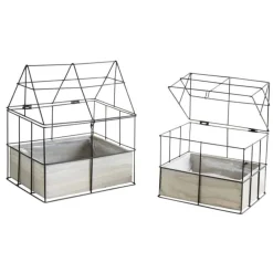 Aubry Gaspard - Mini serre en métal et bois teinté 25 cm Clearance